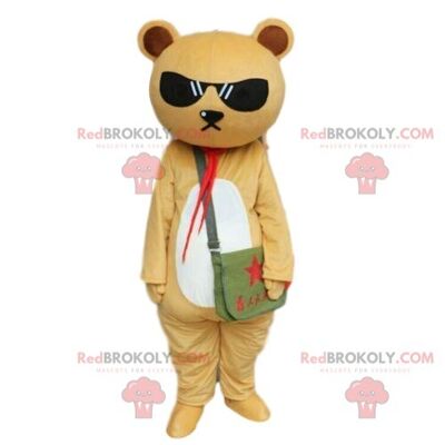 Oso de peluche beige y blanco Mascota REDBROKOLY, disfraz de oso de peluche / REDBROKO_08175