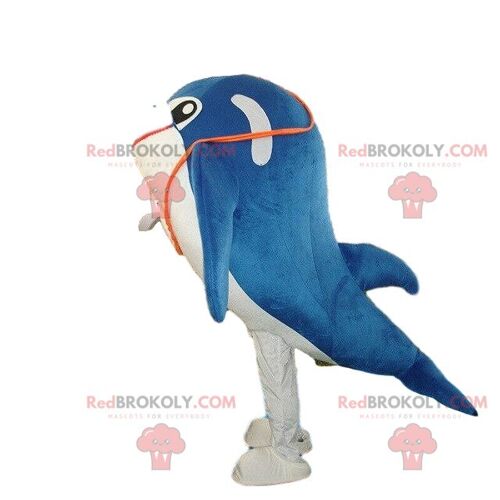 Dolphin REDBROKOLY mascot, fish costume, whale costume / REDBROKO_08221