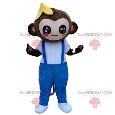 Monkey REDBROKOLY mascot in colorful outfit, giant monkey costume / REDBROKO_08226