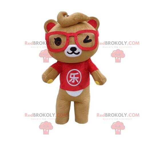 Teddy bear REDBROKOLY mascot, bear costume, brown teddy bear / REDBROKO_08278