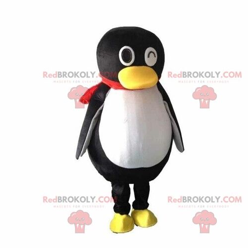 Penguin REDBROKOLY mascot, ice floe costume, winter costume / REDBROKO_08294
