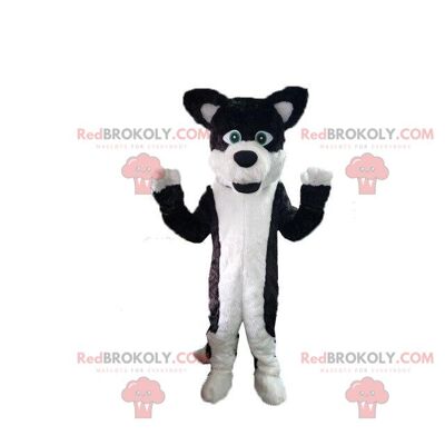 Blue and white dog REDBROKOLY mascot, hairy dog costume / REDBROKO_08370