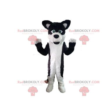 Mascotte de chien bleu et blanc REDBROKOLY, déguisement de chien poilu / REDBROKO_08370