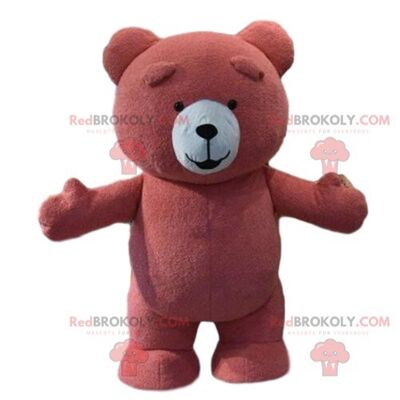 Teddy bear REDBROKOLY mascot, brown bear costume / REDBROKO_08375