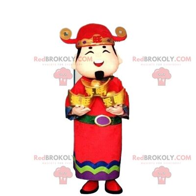 Maiale REDBROKOLY mascotte, costume da maiale asiatico, dio della ricchezza / REDBROKO_08407