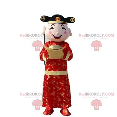 Maiale REDBROKOLY mascotte, costume da maiale asiatico, dio della ricchezza / REDBROKO_08410