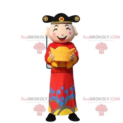 Disfraz de hombre asiático, dios de la riqueza mascota REDBROKOLY / REDBROKO_08412