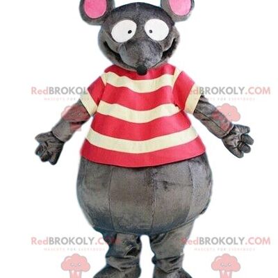 Gray mouse REDBROKOLY mascot, rodent costume, rat REDBROKOLY mascot / REDBROKO_08441