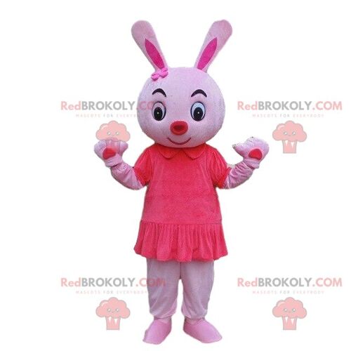Big white rabbit costume, rodent REDBROKOLY mascot, rabbit / REDBROKO_08487