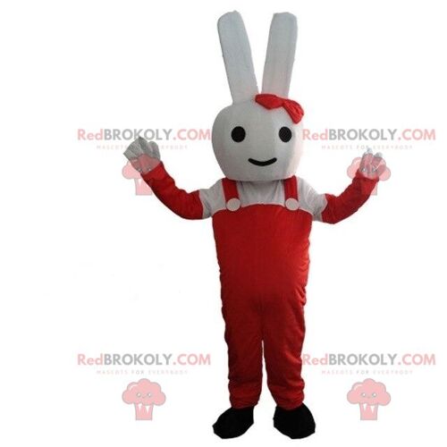Pink rabbit REDBROKOLY mascot, rodent costume, pink animal / REDBROKO_08488