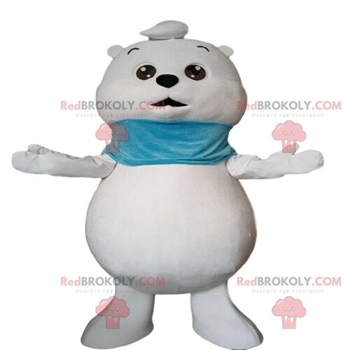 Big white and black teddy bear REDBROKOLY mascot, panda costume / REDBROKO_08526
