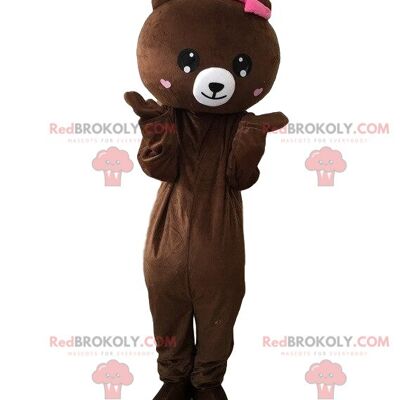 Teddy bear REDBROKOLY mascot with hearts, bear costume / REDBROKO_08586