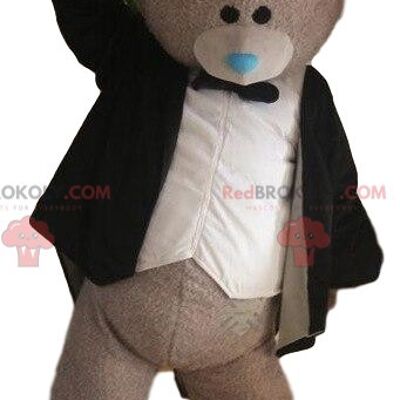 REDBROKOLY mascot gray bear in wedding dress, bride costume / REDBROKO_08597