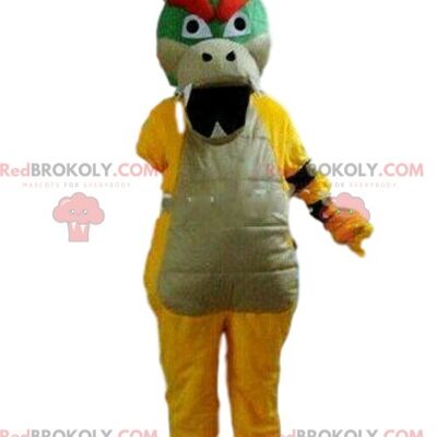 Green and pink dinosaur REDBROKOLY mascot, prehistoric costume / REDBROKO_08618