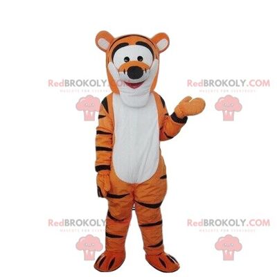 Orange and black tiger REDBROKOLY mascot, orange feline costume / REDBROKO_08638