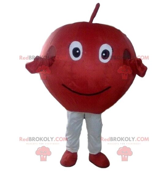 Red apple REDBROKOLY mascot, red cherry costume, giant fruit / REDBROKO_08642