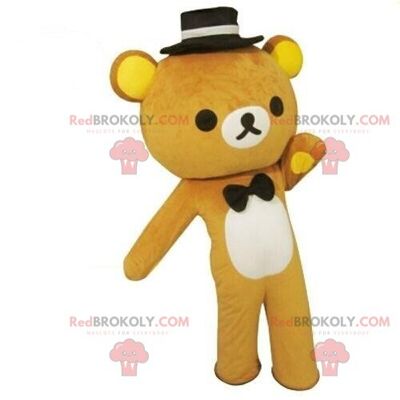 Bear REDBROKOLY mascot with a colorful hat, teddy bear costume / REDBROKO_08875