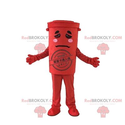 Yellow trash REDBROKOLY mascot, garbage dumpster costume, recycling / REDBROKO_08883