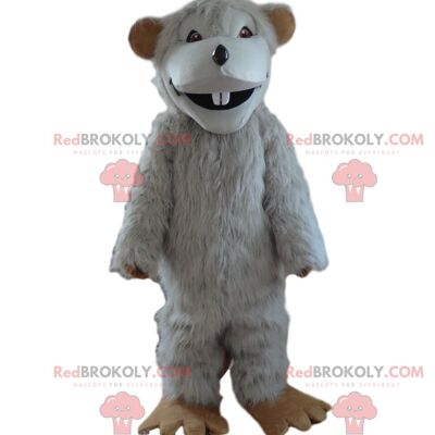 Mascotte de lapin blanc REDBROKOLY en tenue rose, costume de Pâques / REDBROKO_08891