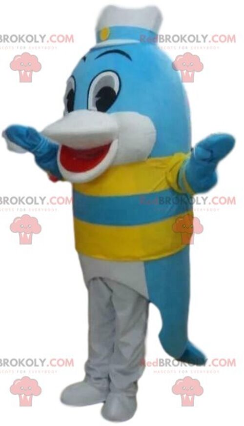 Pink dolphin REDBROKOLY mascot, fish costume, sea REDBROKOLY mascot / REDBROKO_08895