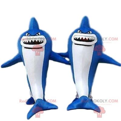 Blue dolphin REDBROKOLY mascot, fish costume, sea REDBROKOLY mascot / REDBROKO_08896