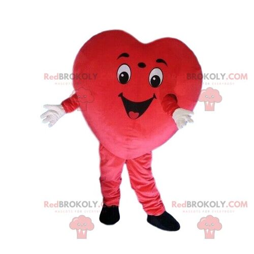 Giant red heart REDBROKOLY mascot, winking / REDBROKO_08914
