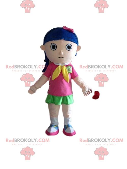 REDBROKOLY mascot girl with long hair, woman costume / REDBROKO_08921