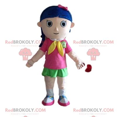 REDBROKOLY mascotte ragazza con capelli lunghi, costume donna / REDBROKO_08921