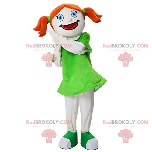 Little girl REDBROKOLY mascot, schoolgirl costume, young girl / REDBROKO_08922