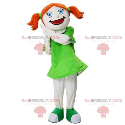 Bambina REDBROKOLY mascotte, costume da scolaretta, giovane ragazza / REDBROKO_08922