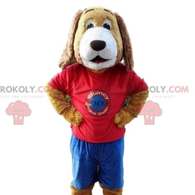 Brown and white dog REDBROKOLY mascot, purebred dog costume / REDBROKO_08925