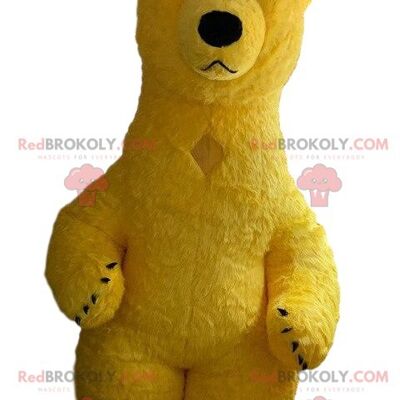 2 yellow bear REDBROKOLY mascots, inflatable, giant yellow bear costumes / REDBROKO_08941