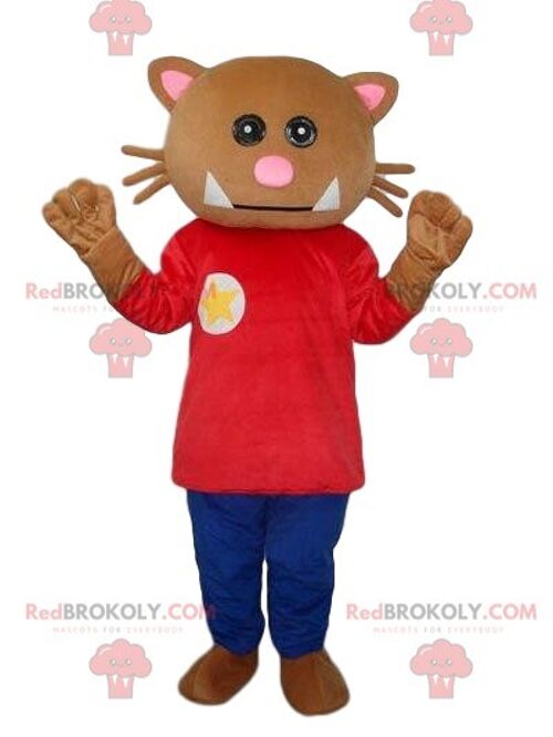 Pink bear REDBROKOLY mascot, pink teddy bear costume / REDBROKO_08981
