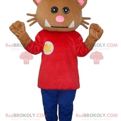 Pink bear REDBROKOLY mascot, pink teddy bear costume / REDBROKO_08981