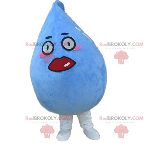 Giant water drop REDBROKOLY mascot, blue drop costume / REDBROKO_09011
