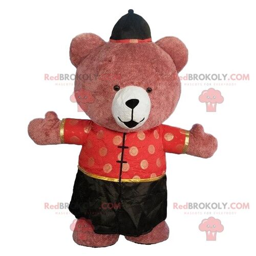 Pink inflatable bear REDBROKOLY mascot, giant teddy bear costume / REDBROKO_09129
