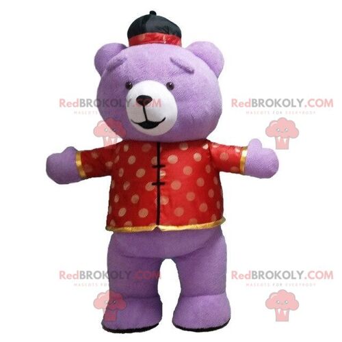 pink inflatable teddy bear REDBROKOLY mascot, pink bear costume / REDBROKO_09134
