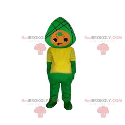 Mascotte de bonhomme de neige vert et jaune REDBROKOLY, costume de vaisselle chinoise / REDBROKO_09160