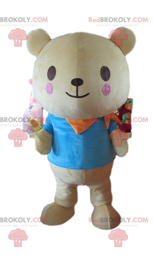 Rabbit REDBROKOLY mascot, white rabbit costume, plush rabbit / REDBROKO_09182