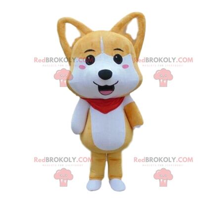 Mascotte de loup marron bicolore REDBROKOLY, déguisement de chien, chien loup / REDBROKO_09192