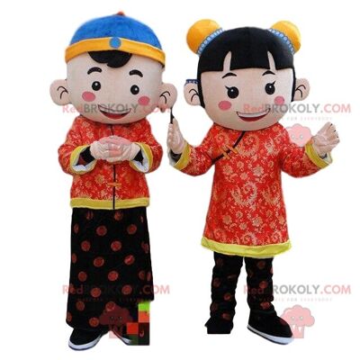 2 mascotas REDBROKOLY de personajes asiáticos, traje asiático / REDBROKO_09241