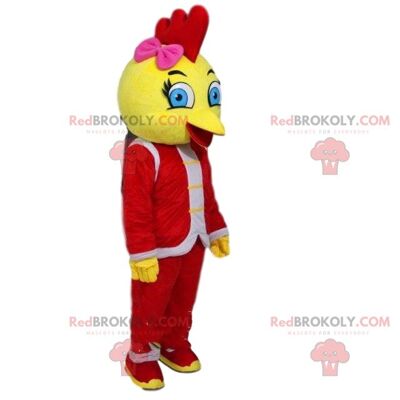 Yellow and red rooster REDBROKOLY mascot, farm costume / REDBROKO_09274