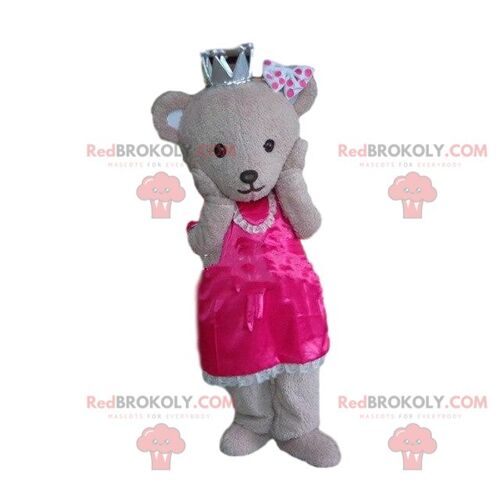 Elegant teddy bear REDBROKOLY mascot, teddy bear costume / REDBROKO_09292