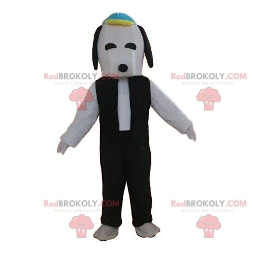 Black and white dog REDBROKOLY mascot, doggie costume / REDBROKO_09340