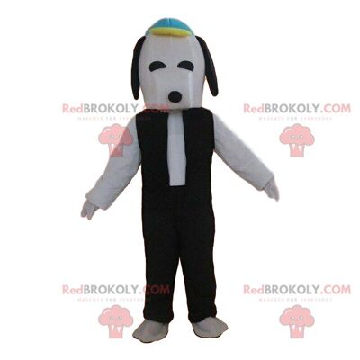 Cane bianco e nero REDBROKOLY mascotte, costume da cagnolino / REDBROKO_09340