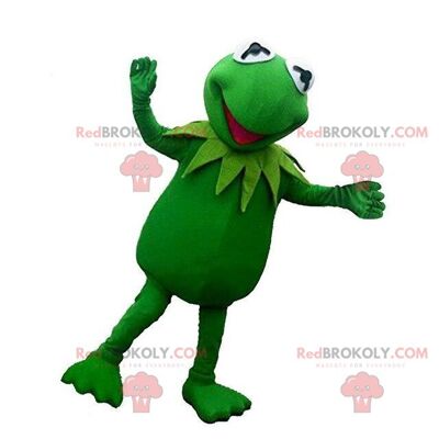 Rana verde gigante e sorridente REDBROKOLY mascotte / REDBROKO_09386