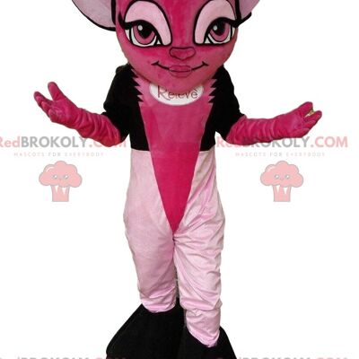 Black and pink wolf REDBROKOLY mascot, plush wolf dog costume / REDBROKO_09401
