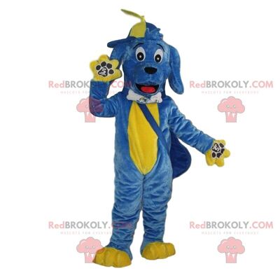 Blue and yellow bird REDBROKOLY mascot, plush bird costume / REDBROKO_09403