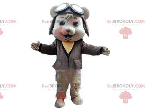 Bear REDBROKOLY mascot with hearts on cheeks, teddy bear costume / REDBROKO_09491