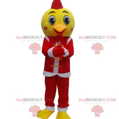 Yellow, red and black rooster REDBROKOLY mascot, chicken costume / REDBROKO_09527